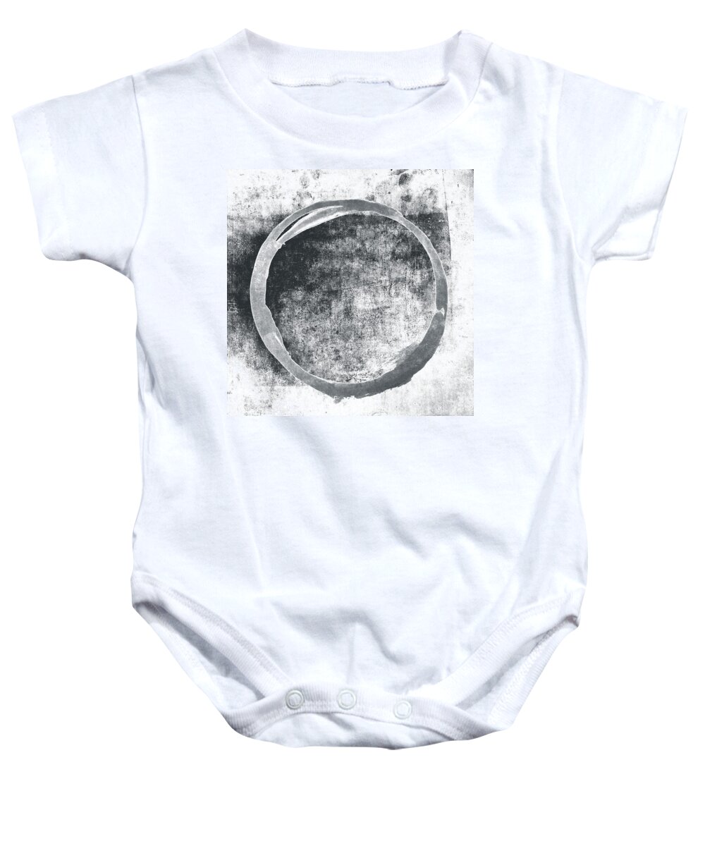 Gray Baby Onesie featuring the painting Gray Enso by Julie Niemela