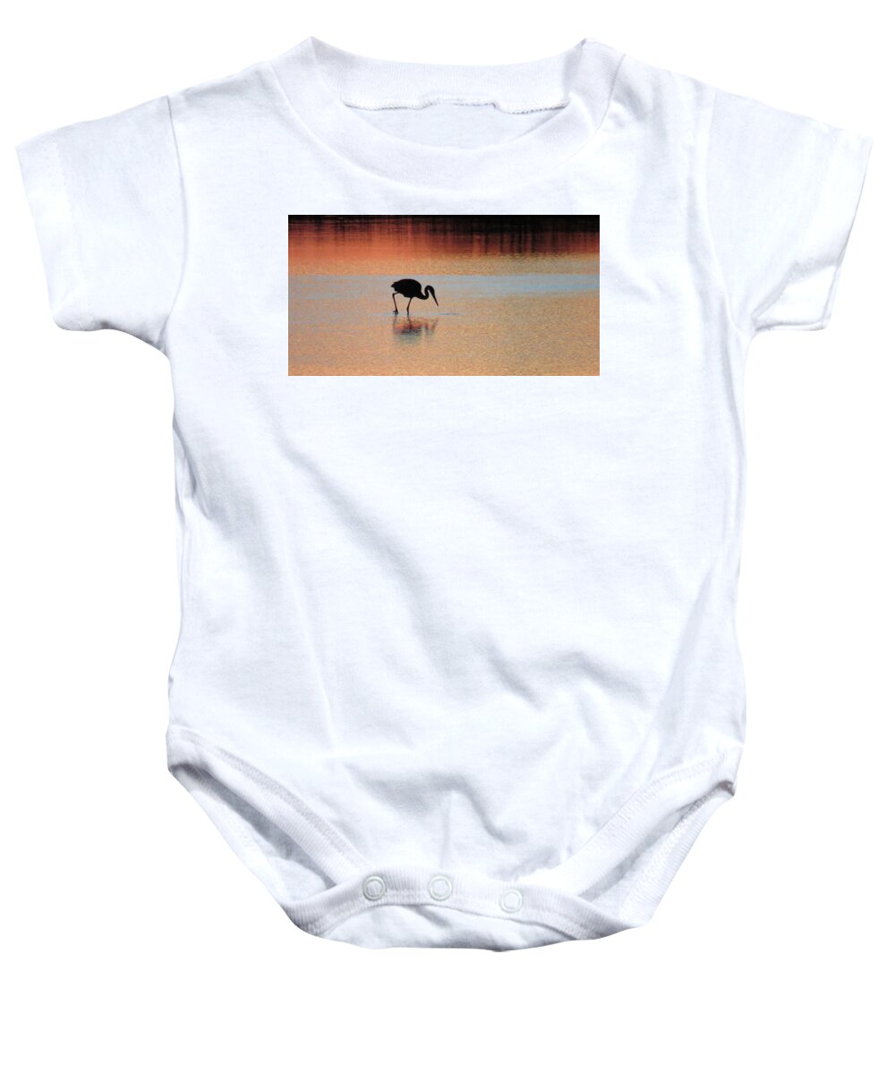 Great Blue Heron Baby Onesie featuring the photograph Great Blue Heron at Sunset by Pat Miller