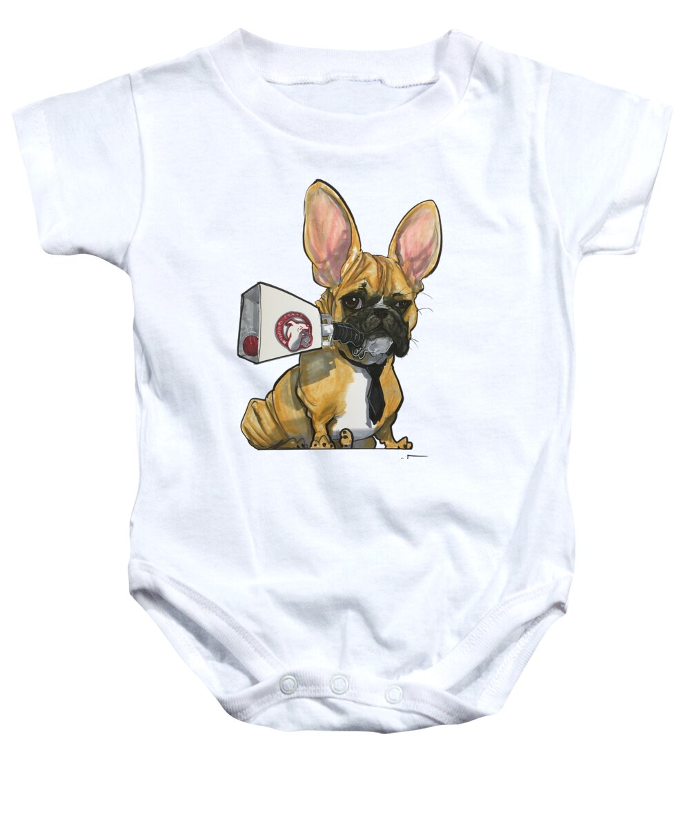 French Bulldog Baby Onesie featuring the drawing Griffin 2740 by Canine Caricatures By John LaFree