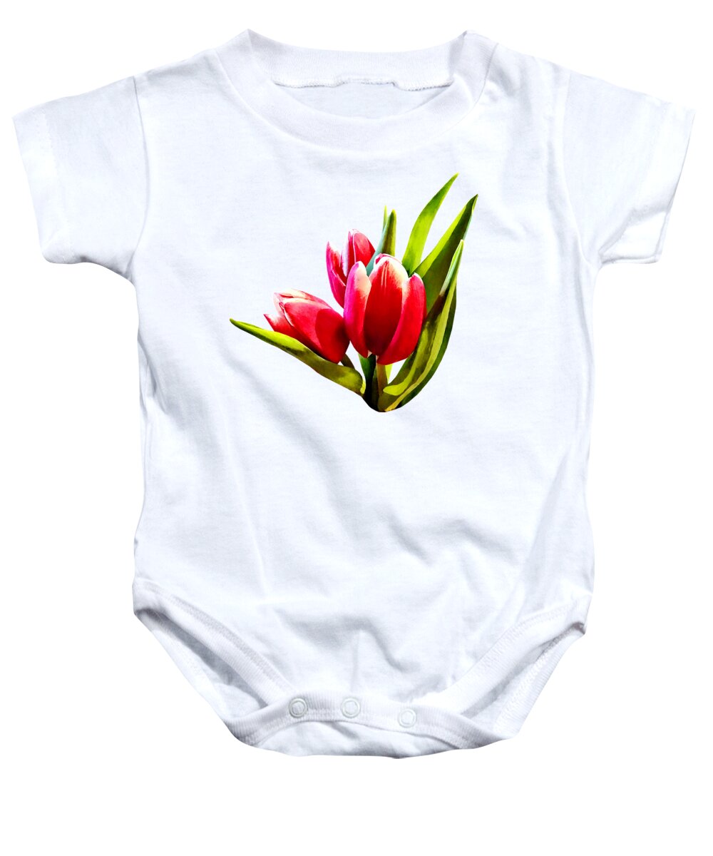 Tulip Baby Onesie featuring the photograph Group of Red Tulips by Susan Savad