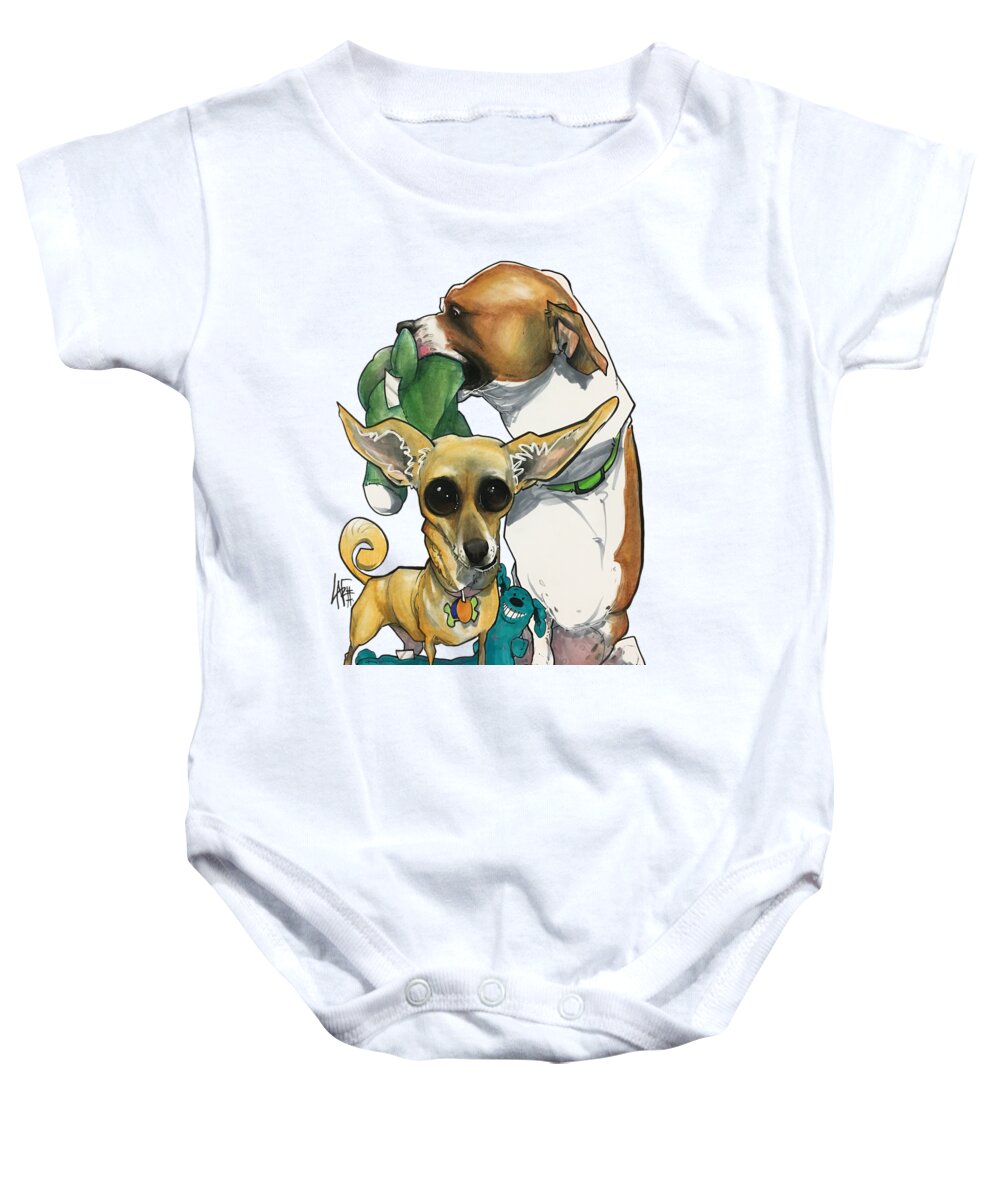 Pet Portrait Baby Onesie featuring the drawing Hackenjos 3219-1 by Canine Caricatures By John LaFree