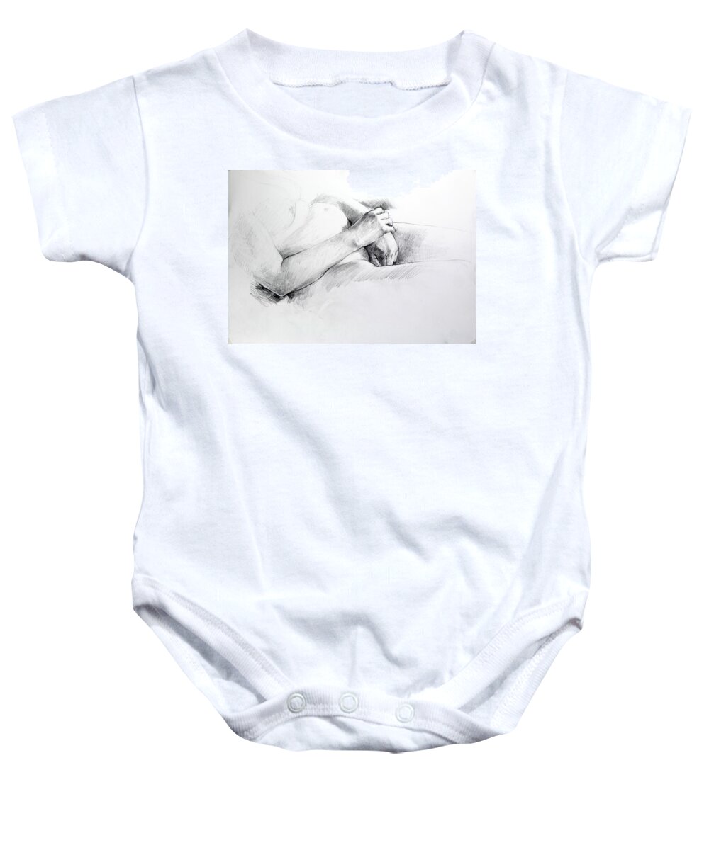 Life Baby Onesie featuring the drawing Hands by Harry Robertson