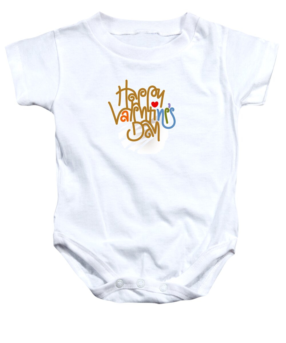 Heart Baby Onesie featuring the digital art Happy Valentine's Day Poster by Attila Meszlenyi
