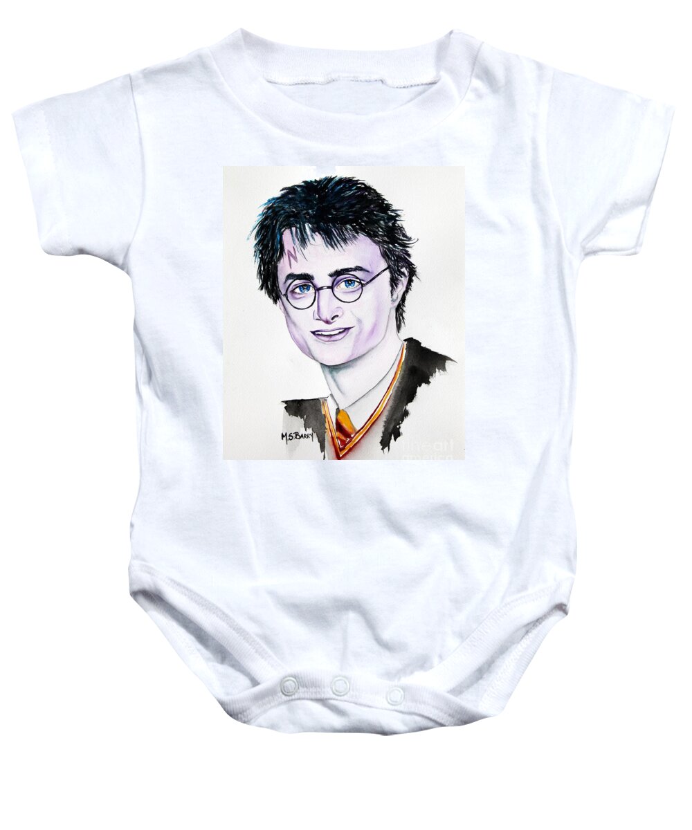 Harry Potter Baby Onesie featuring the painting Harry Potter by Maria Barry