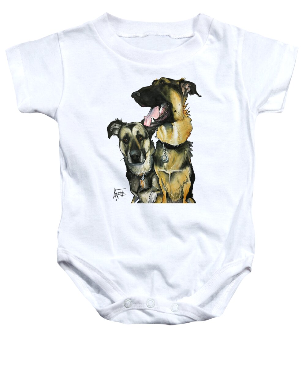 Pet Portrait Baby Onesie featuring the drawing Hart 3306 by Canine Caricatures By John LaFree
