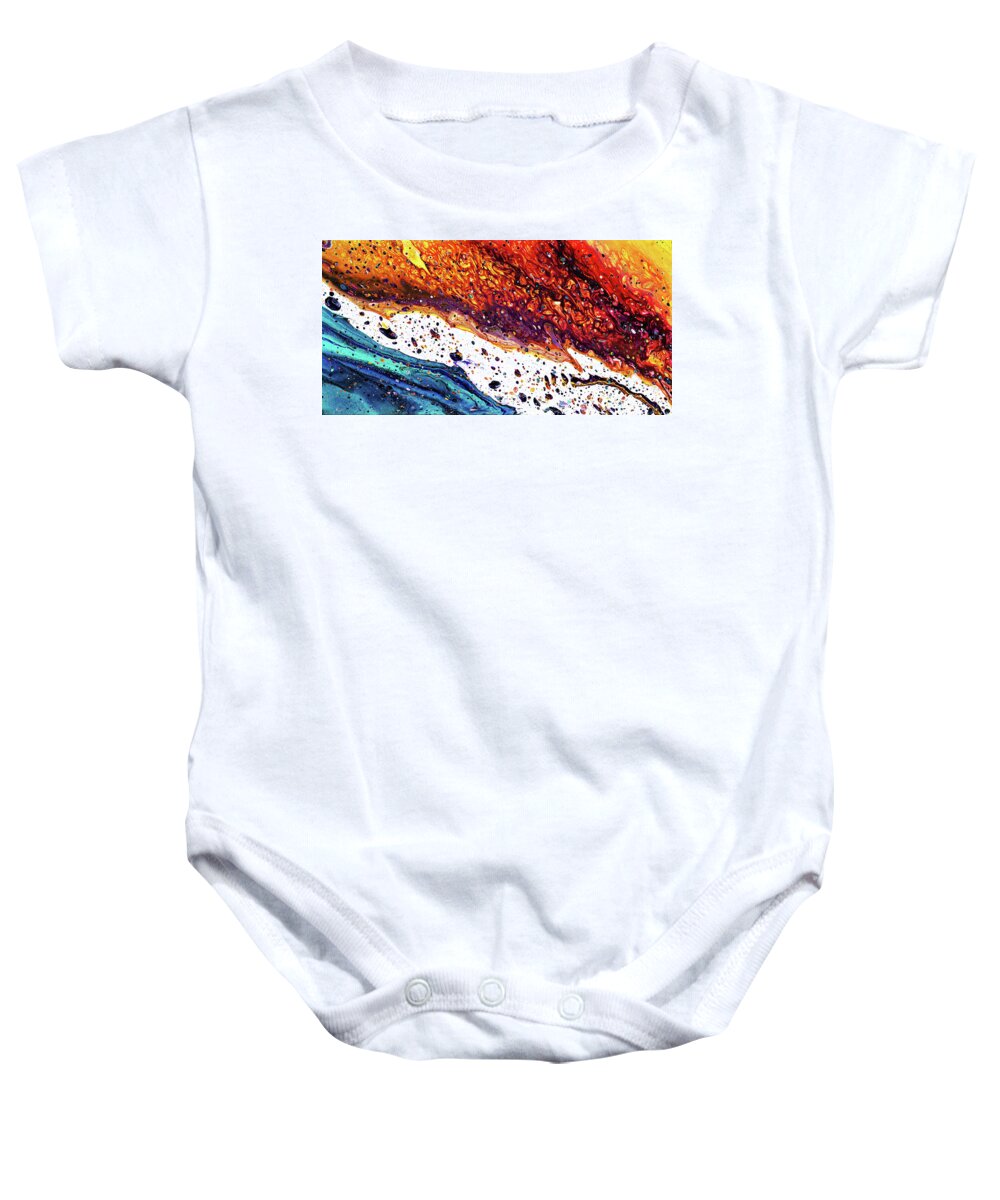 Abstract Baby Onesie featuring the mixed media Heart Shaped Box by Meghan Elizabeth