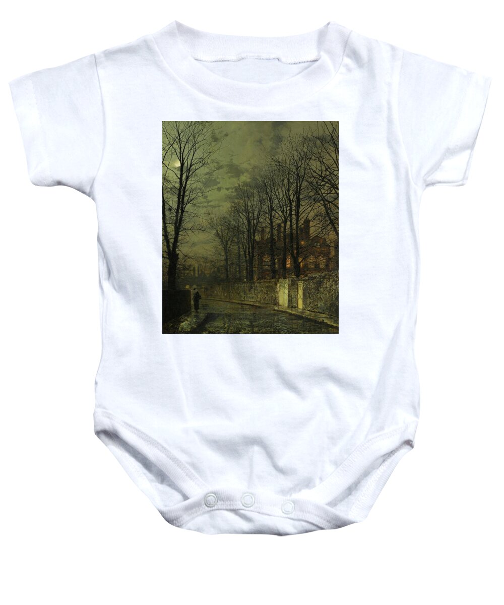 John Atkinson Grimshaw 1836 - 1893 Heaven's Lamp Baby Onesie featuring the painting Heaven Lamp by MotionAge Designs