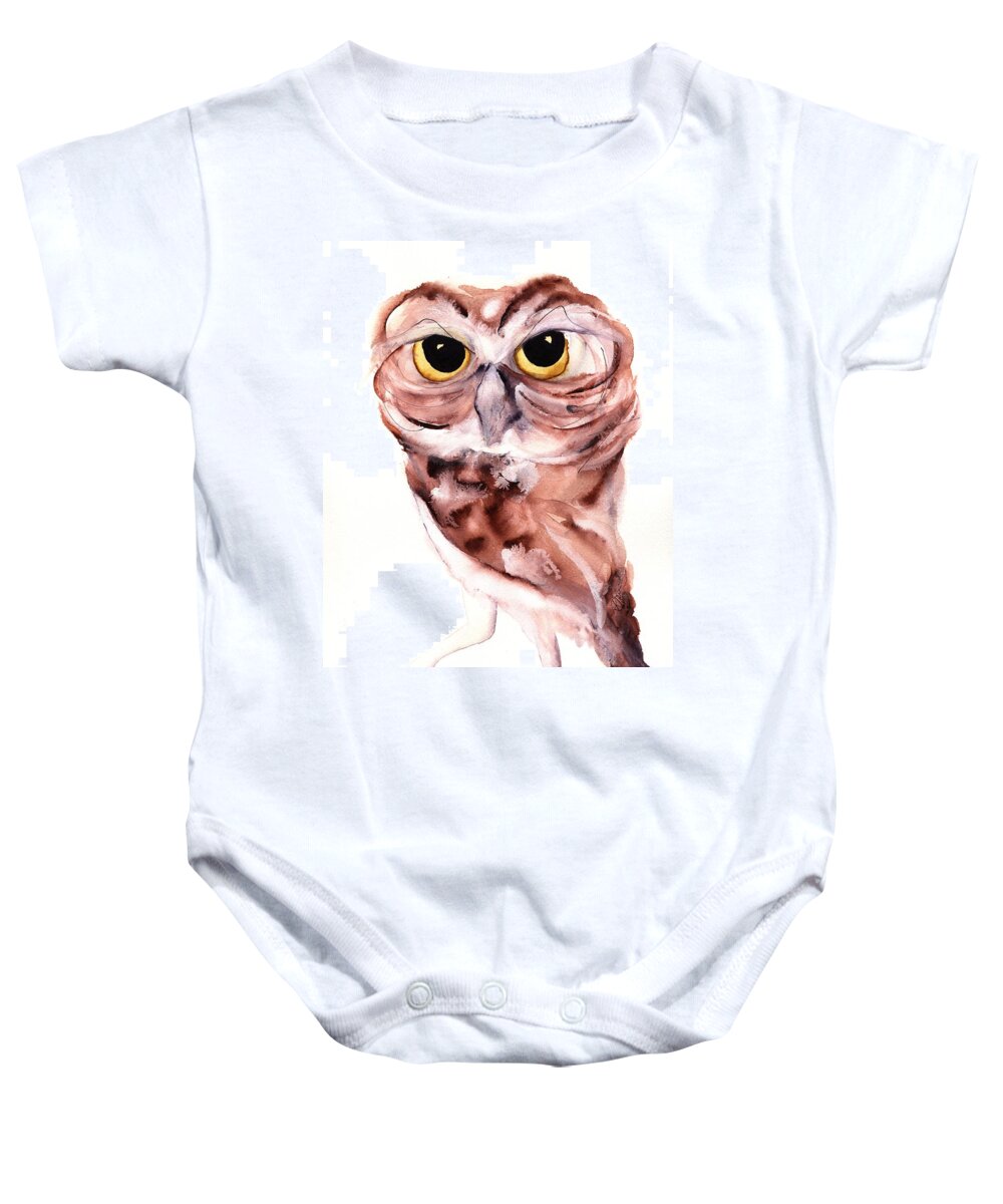 Owl Baby Onesie featuring the painting Hello There by Dawn Derman