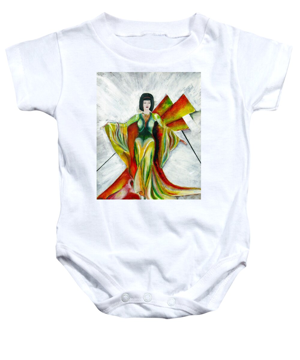 Dress Baby Onesie featuring the painting Here Comes the Sun by Tom Conway