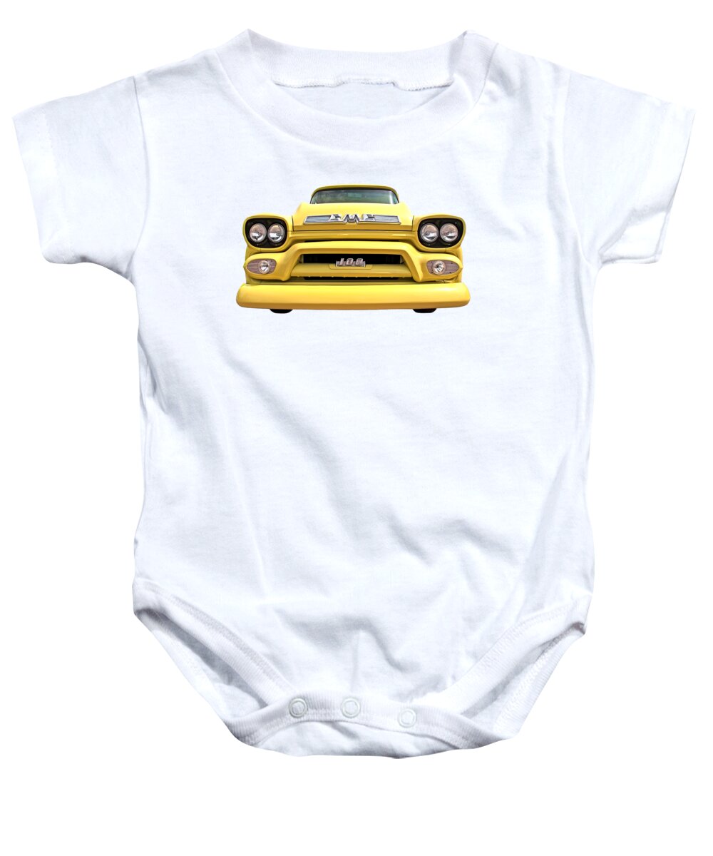 Gmc Truck Baby Onesie featuring the photograph Here Comes The Sun - GMC 100 Pickup 1958 by Gill Billington