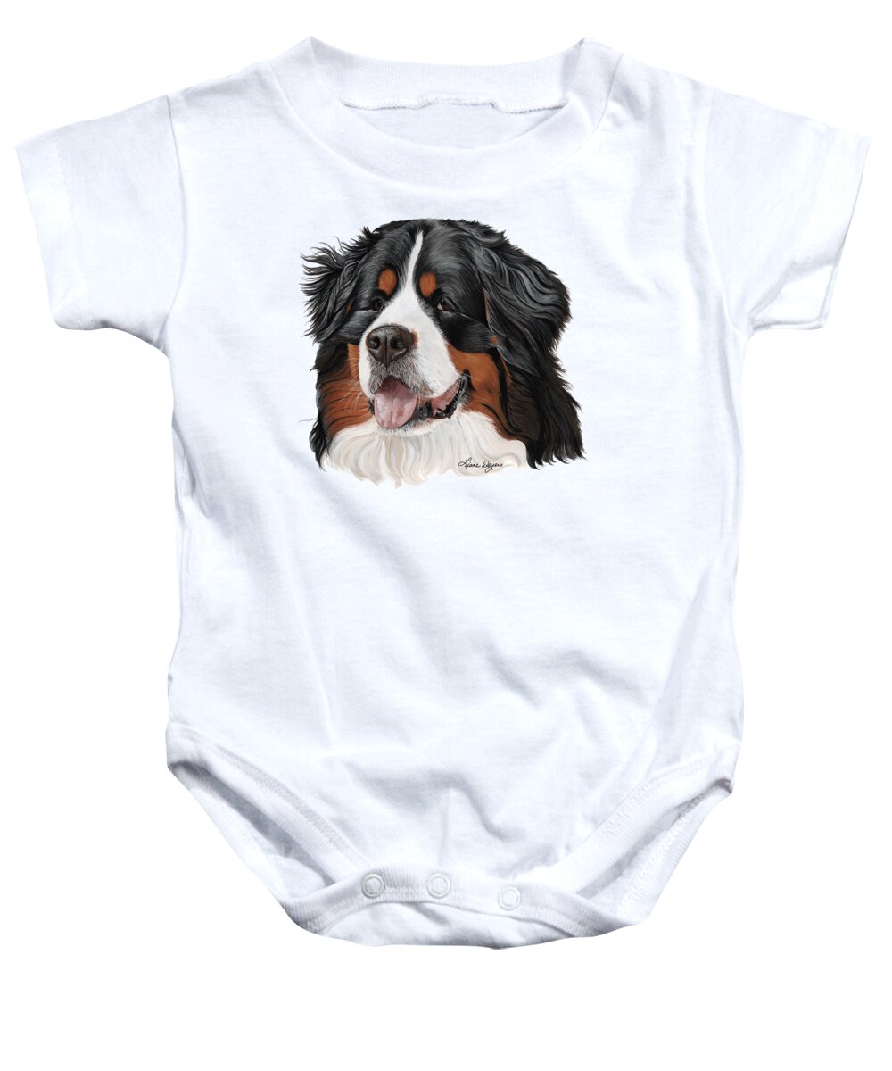 Bernese Mountain Dog Posing Baby Onesie featuring the painting Hey Good Looking by Liane Weyers