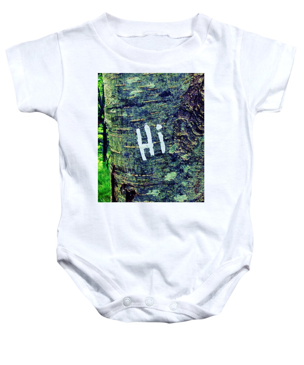 Hello Baby Onesie featuring the photograph Hi by Zinvolle Art