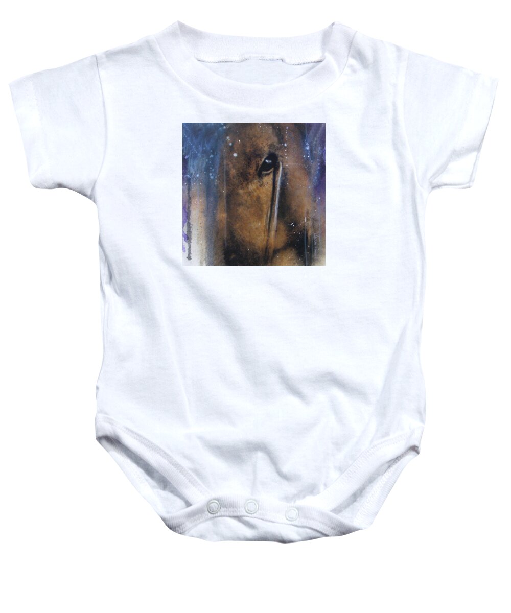 Canvas Prints Baby Onesie featuring the painting Hidden horse by Jackie Flaten
