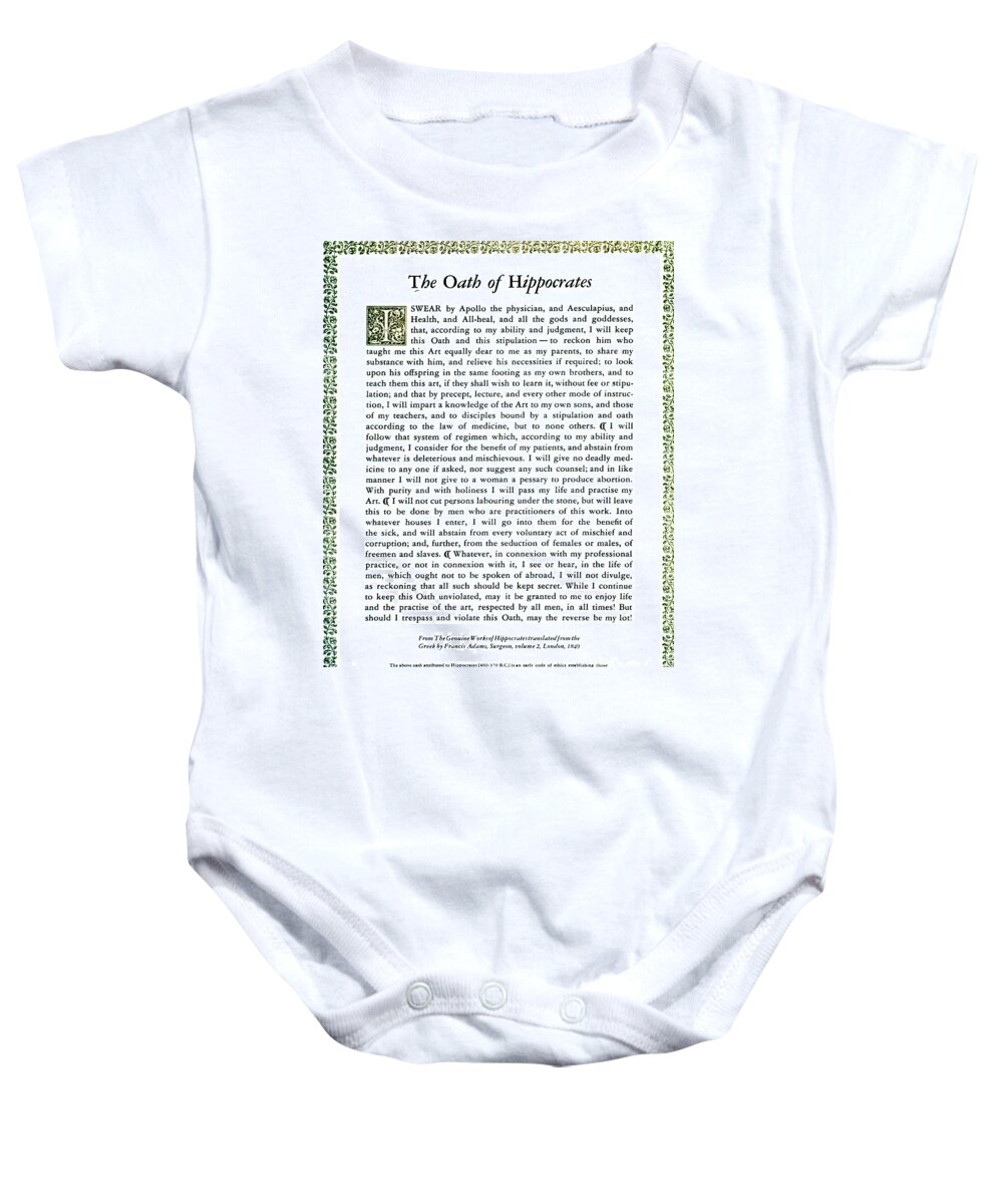 Science Baby Onesie featuring the photograph Hippocratic Oath, 1938 by Science Source