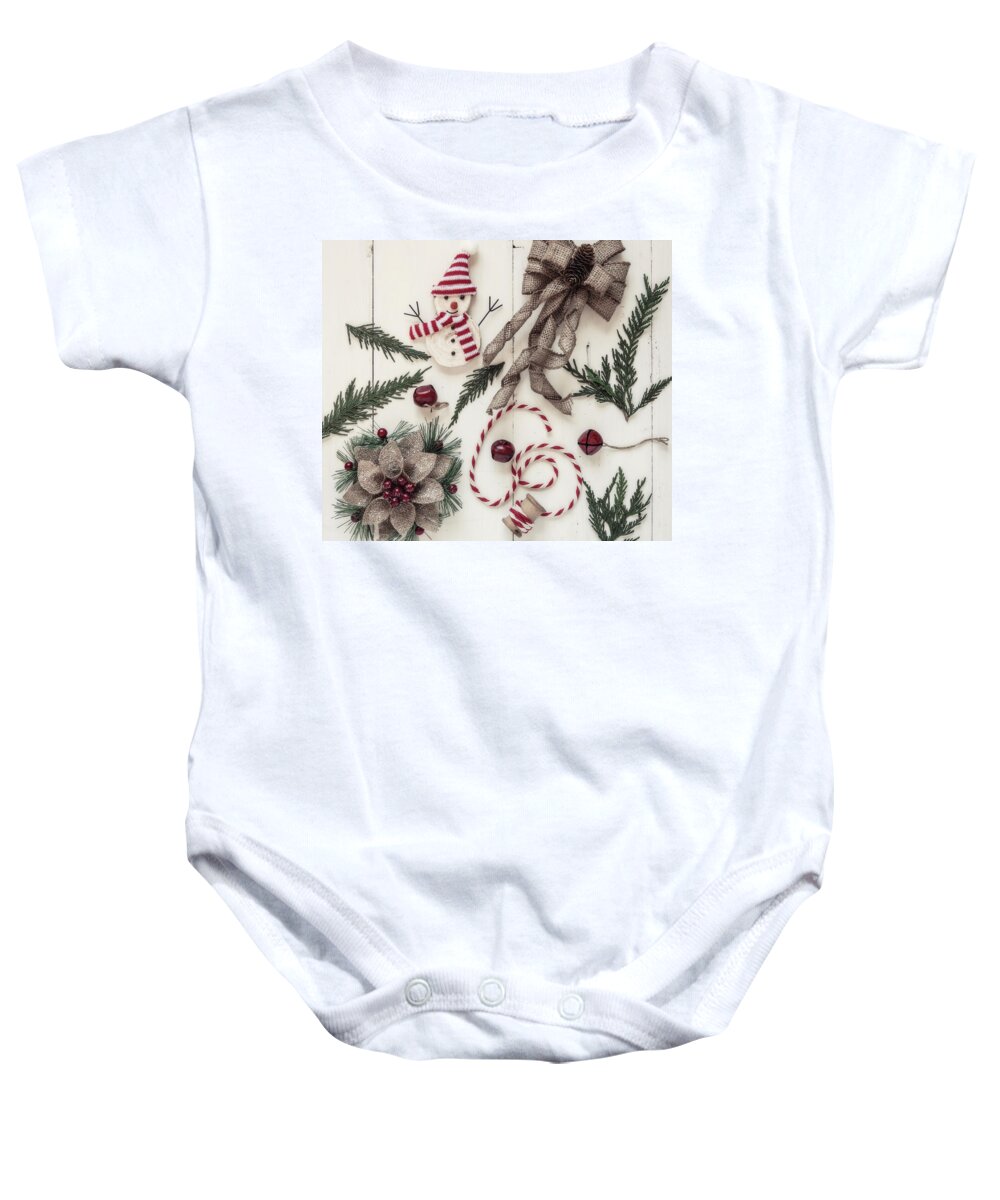 Christmas Baby Onesie featuring the photograph Holly Jolly by Kim Hojnacki