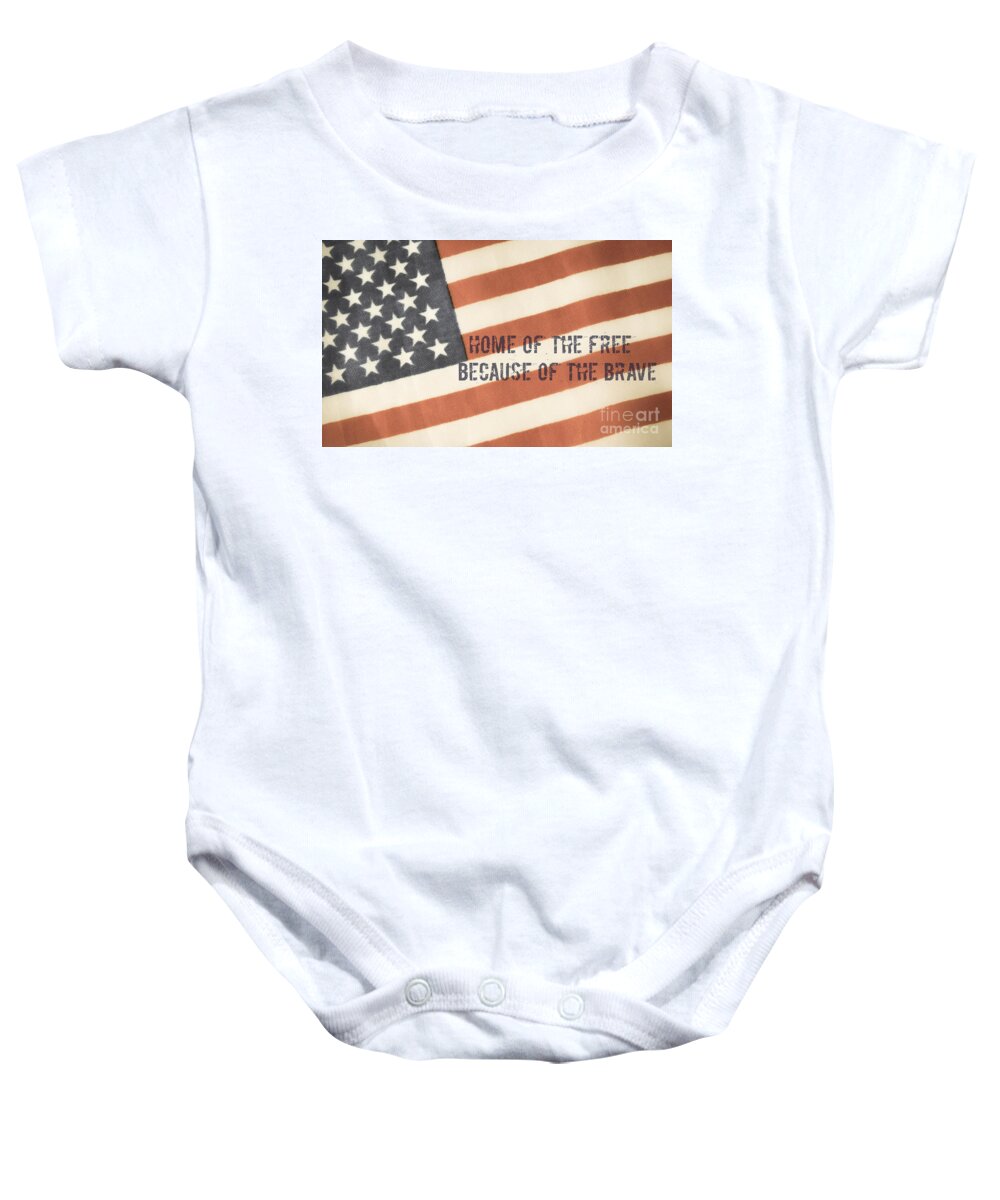 American Flag Baby Onesie featuring the photograph Home of the Free by Andrea Anderegg