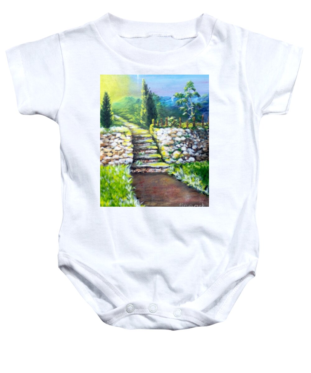 Stairs Baby Onesie featuring the painting Hope by Saundra Johnson