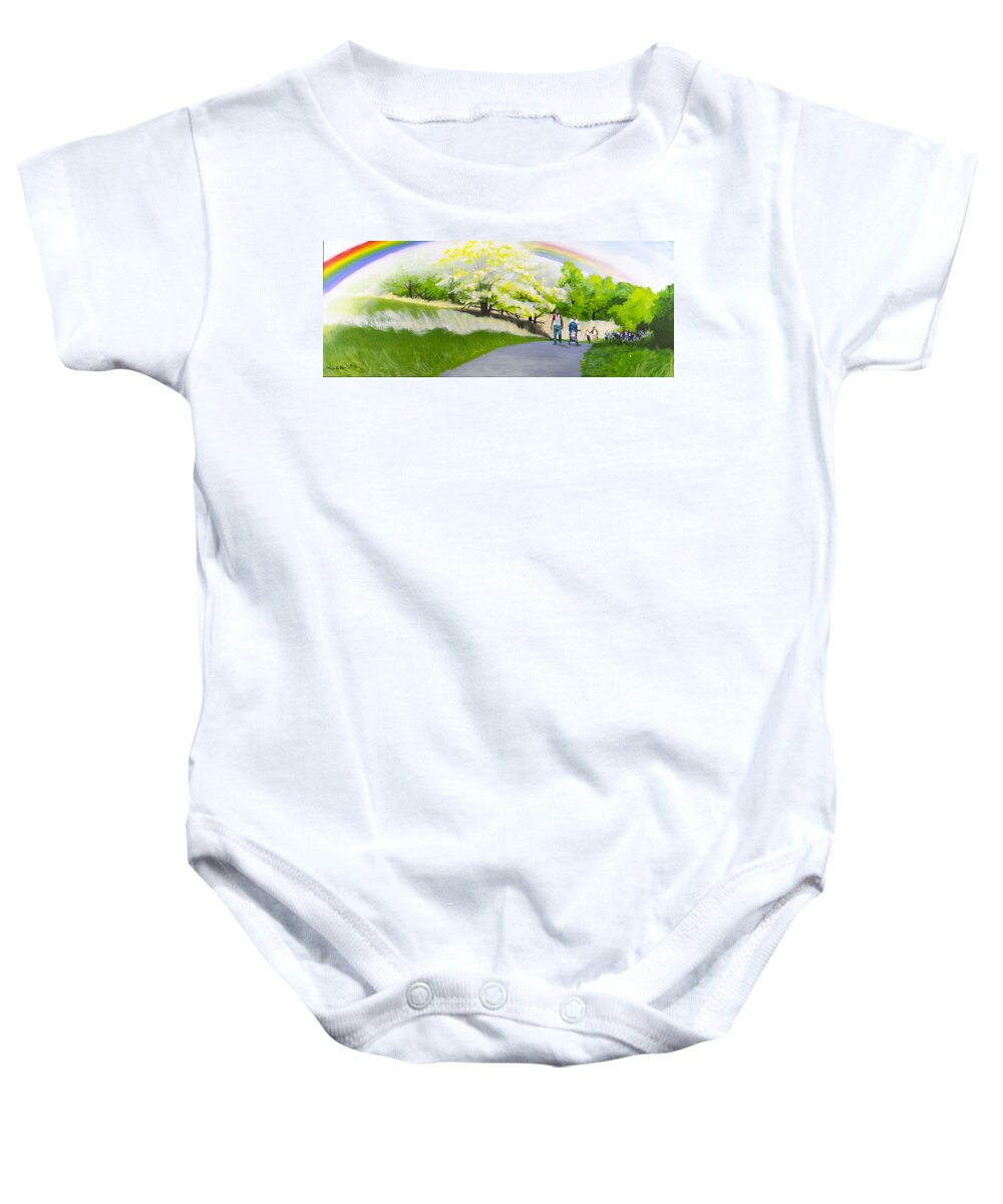Hope Baby Onesie featuring the painting Hopeful Sojourn by Lynn Hansen