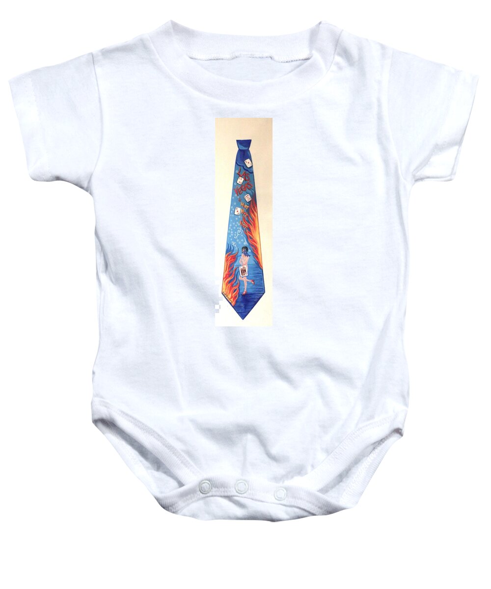 Las Vegas Tie Baby Onesie featuring the painting Hot In Vegas by Tracy Dennison