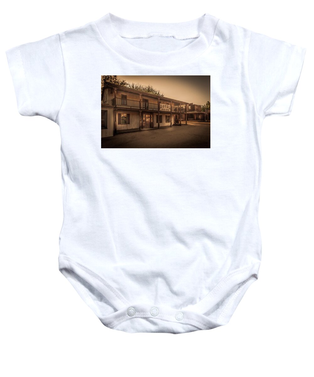 Ghost Town Baby Onesie featuring the photograph Hotel Mud Bug by Gene Parks