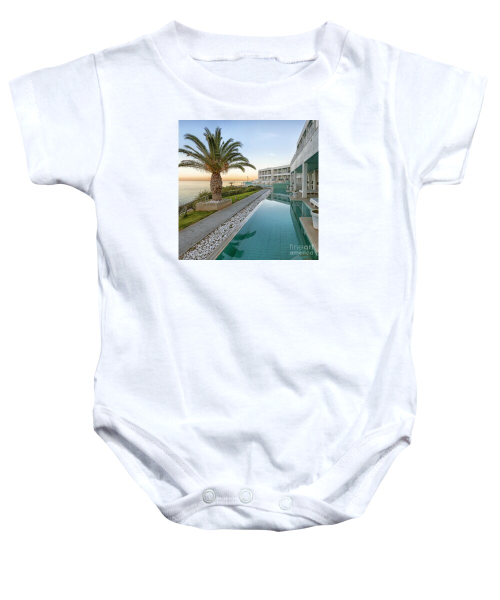 Hotel Baby Onesie featuring the photograph Hotel Pool Dawn Paradise by Antony McAulay