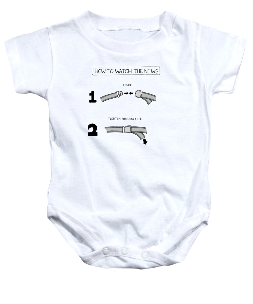 How To Watch The News Baby Onesie featuring the photograph How To Watch The News by Avi Steinberg