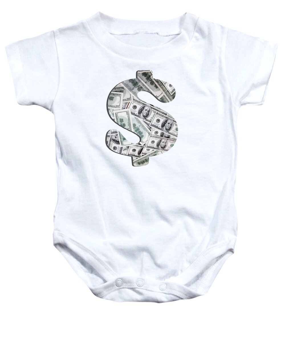 Cash Baby Onesie featuring the photograph Hundred Dollar Bills by Gravityx9 Designs