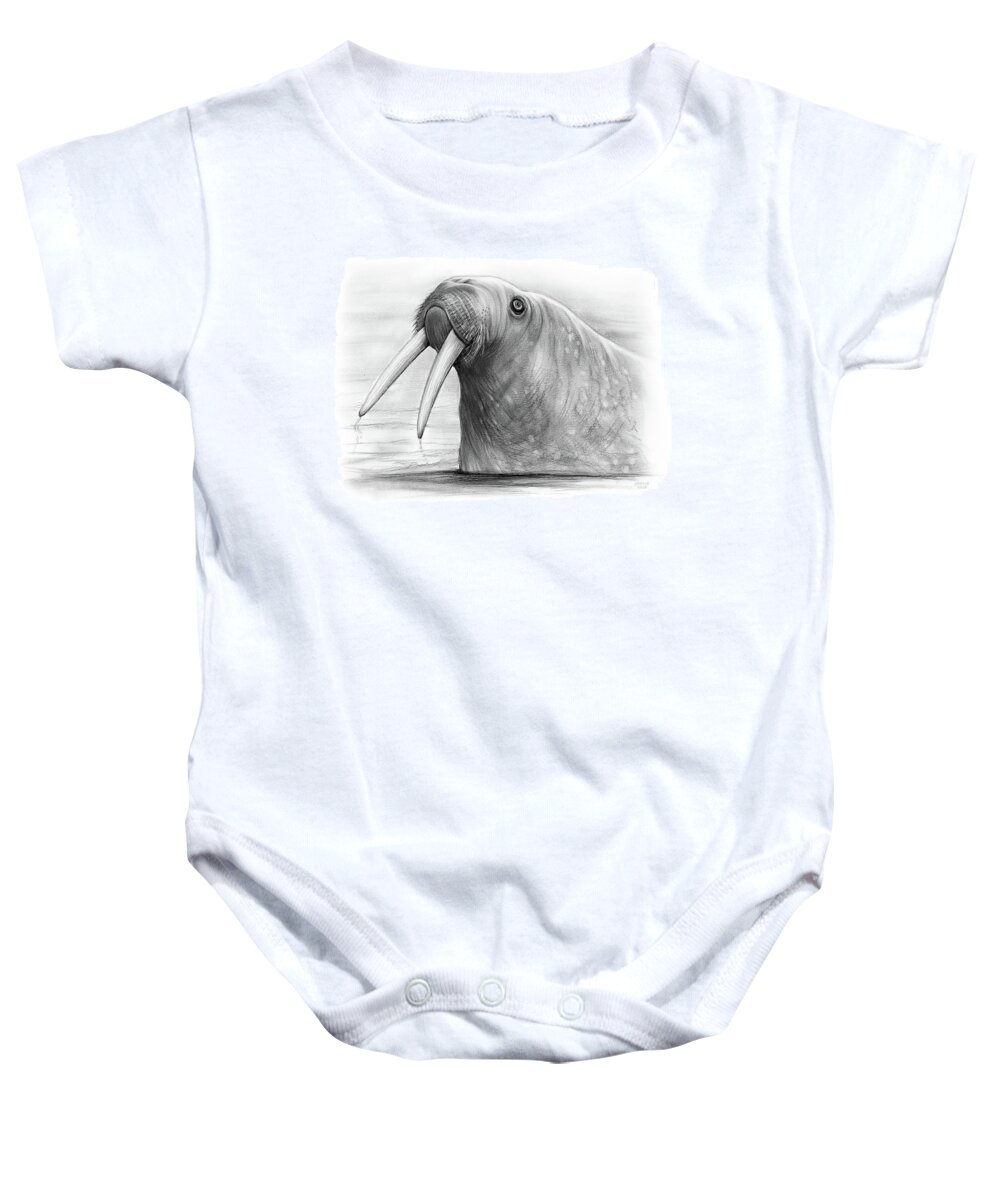 Walrus Baby Onesie featuring the drawing I am the Walrus by Greg Joens