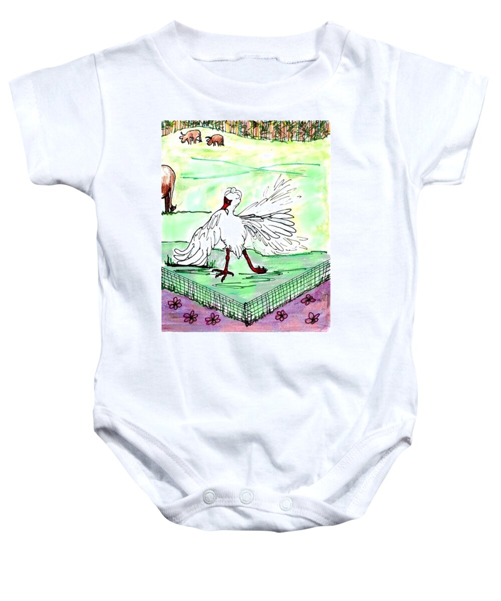 Ibis Baby Onesie featuring the drawing I think I can by Carol Allen Anfinsen