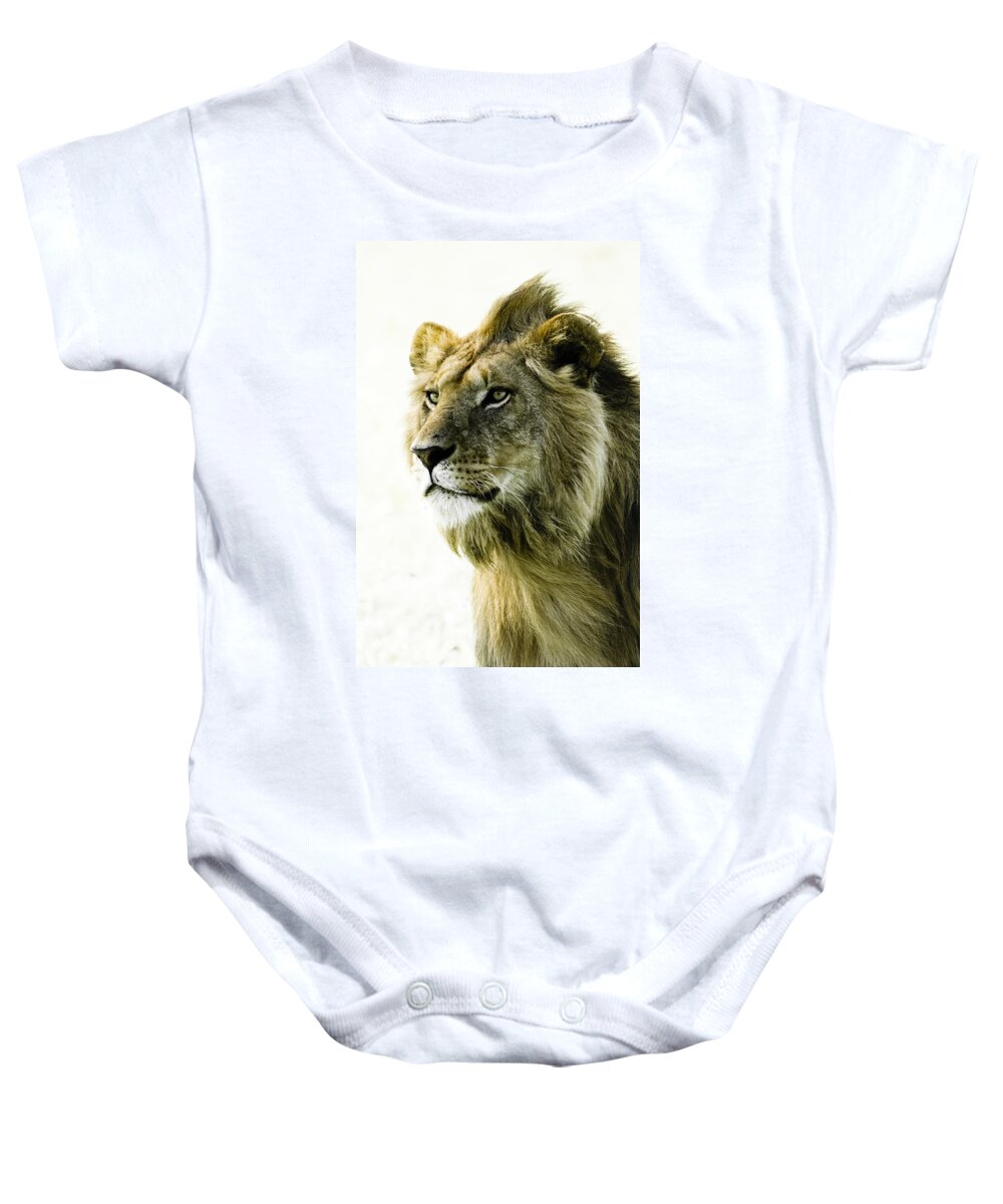 Lion Baby Onesie featuring the photograph Intensity by Michele Burgess