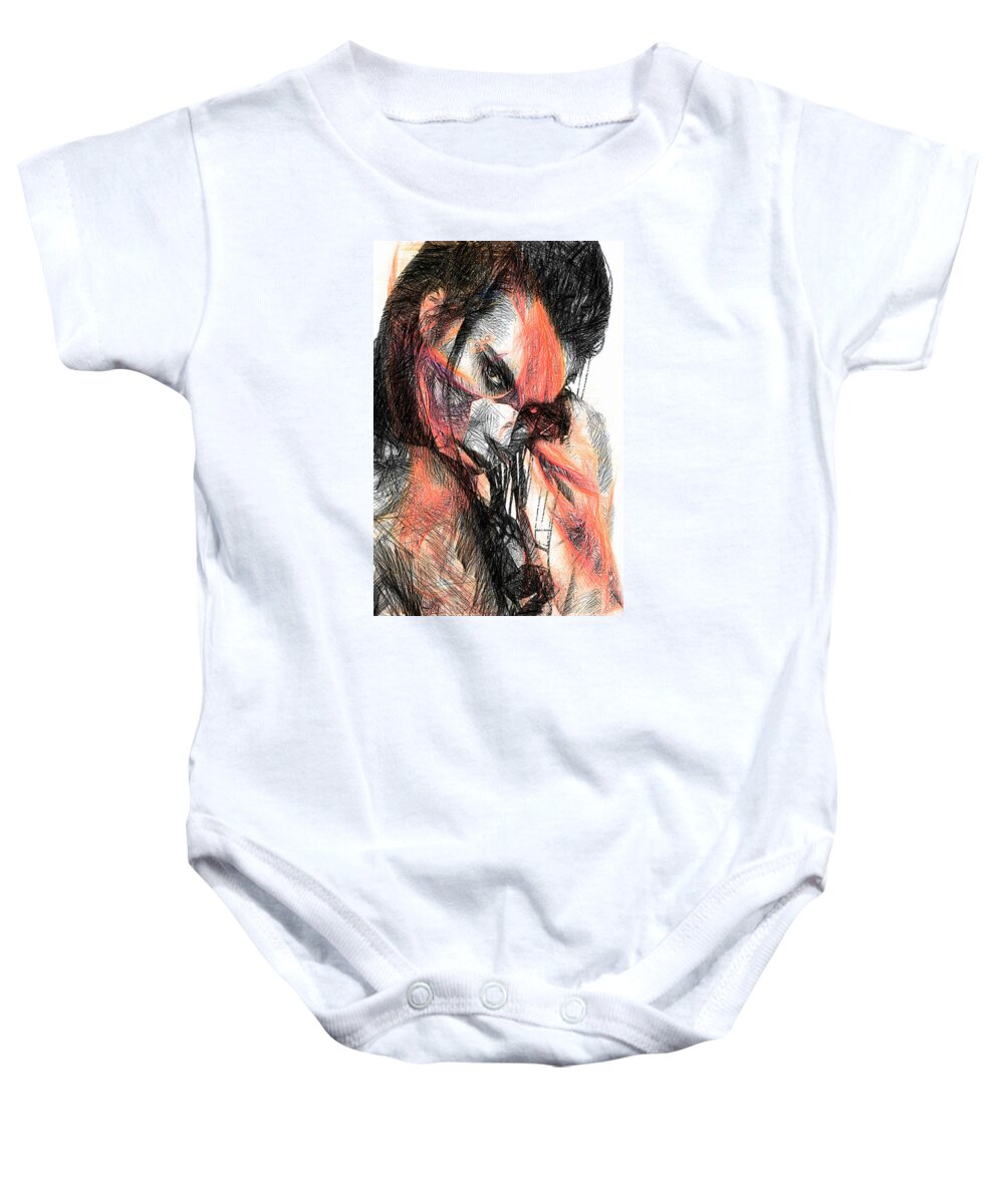 Rafael Salazar Baby Onesie featuring the digital art Is It Me You are Looking For by Rafael Salazar