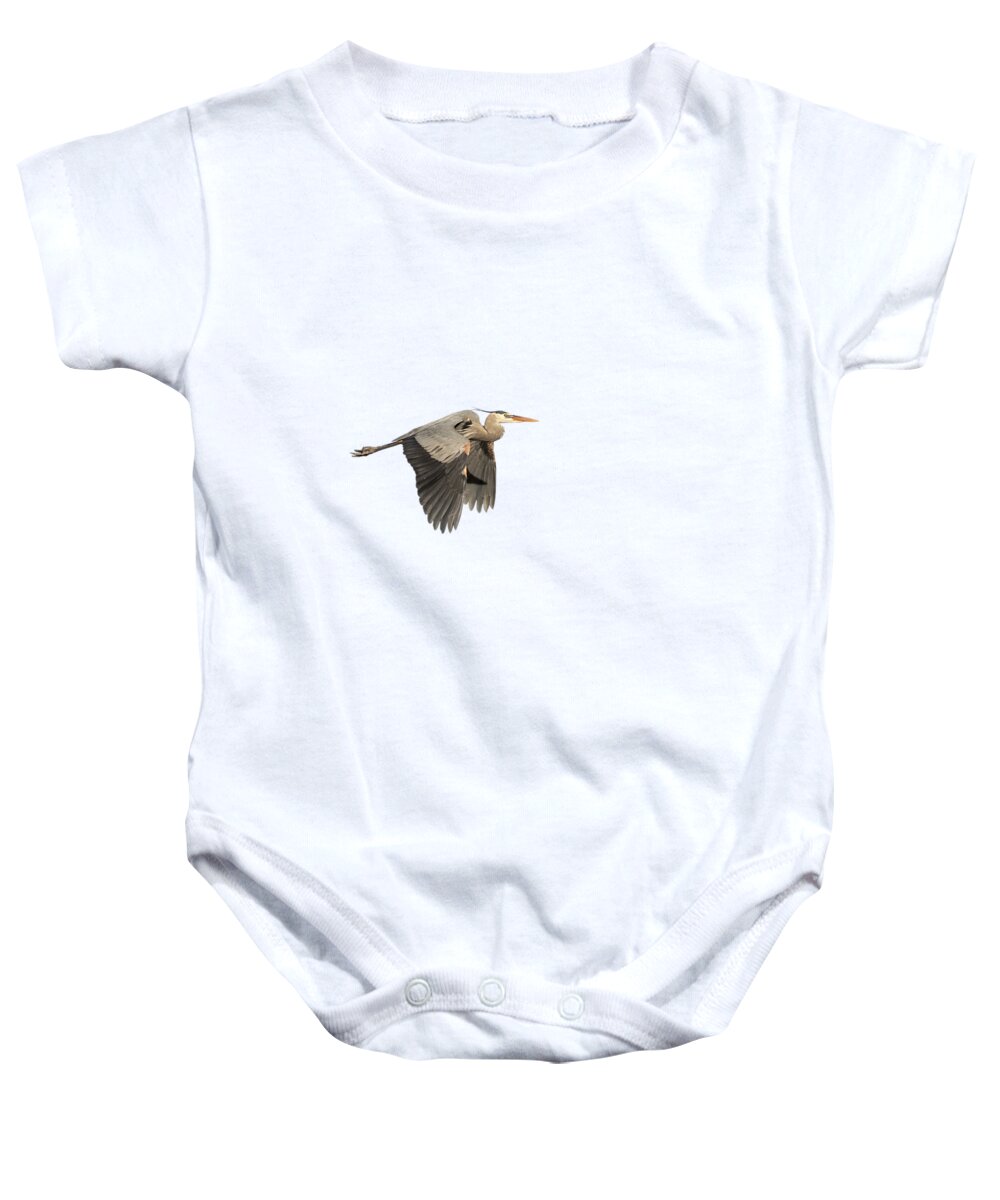 Great Blue Heron Baby Onesie featuring the photograph Isolated Great Blue Heron 2015-5 by Thomas Young
