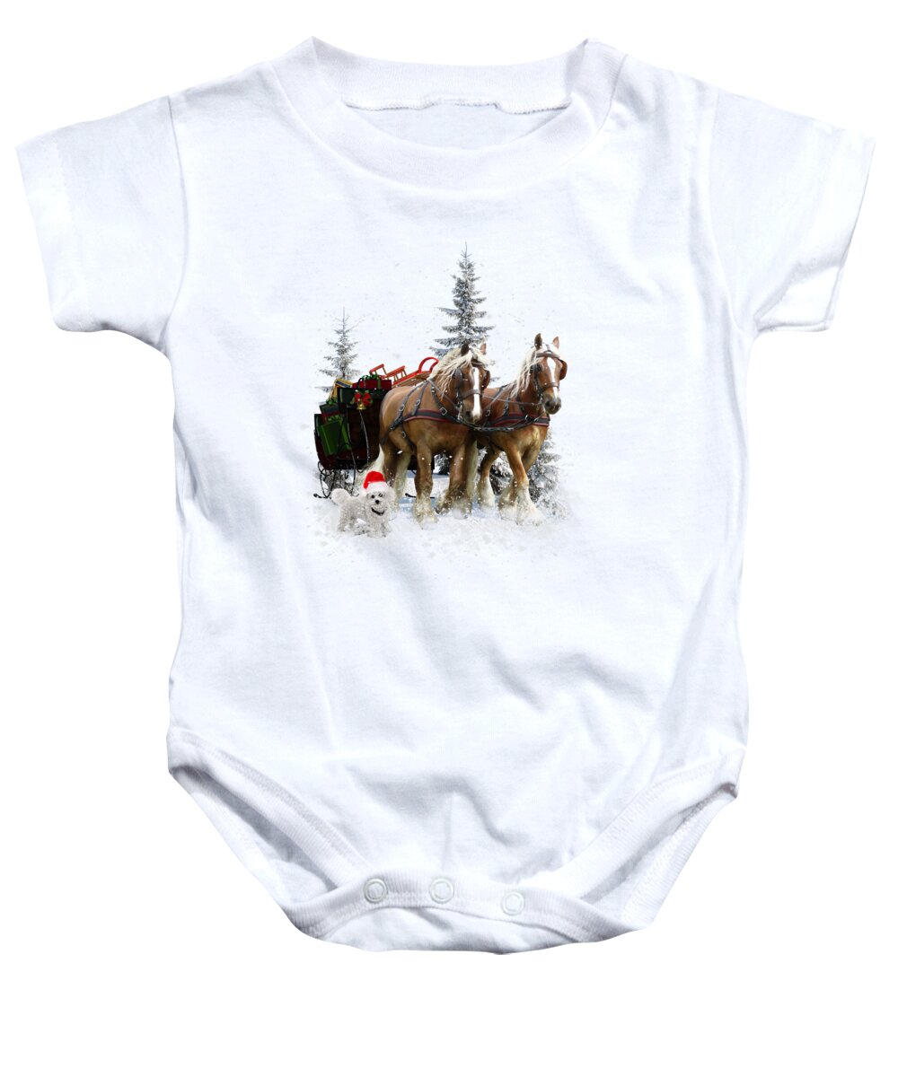 A Christmas Wish Baby Onesie featuring the painting A Christmas Wish by Shanina Conway