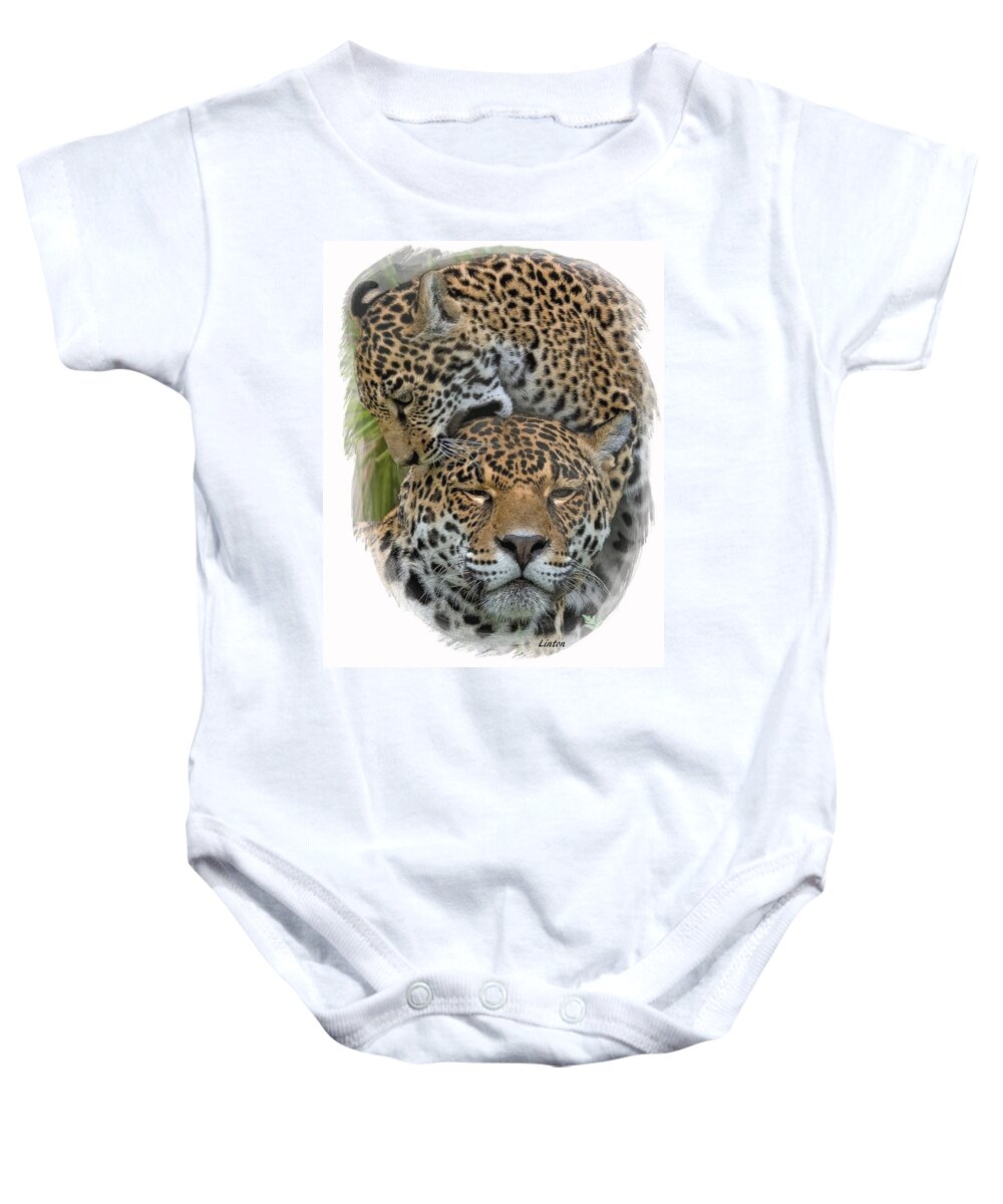Jaguar Baby Onesie featuring the digital art Jaguar Affection by Larry Linton