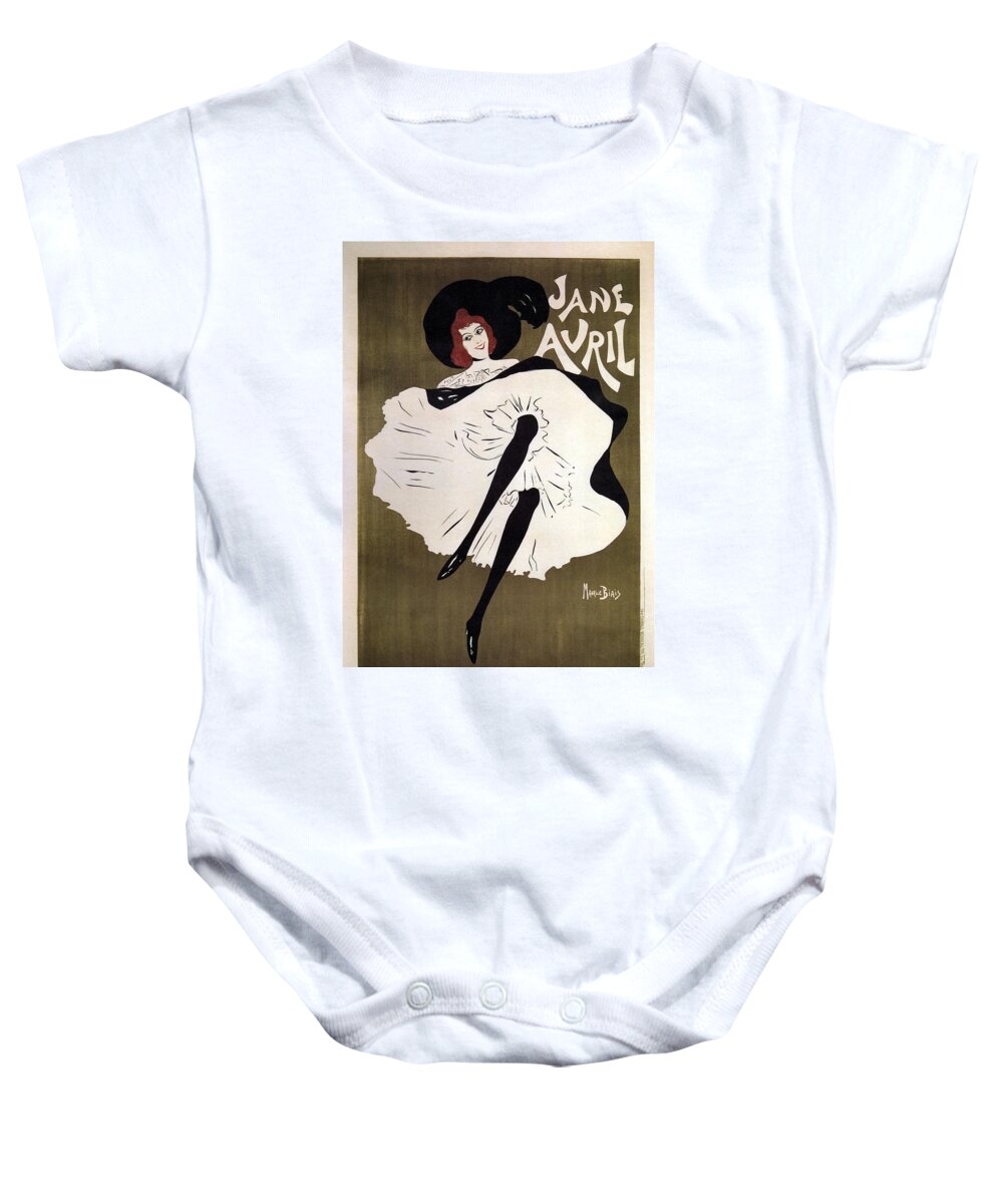 Vintage Baby Onesie featuring the mixed media Jane Avril - French Dancer - Vintage Advertising Poster by Studio Grafiikka