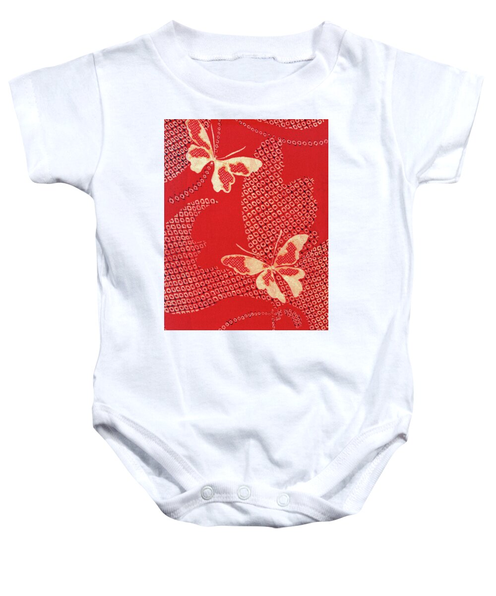 Butterfly Baby Onesie featuring the tapestry - textile Japanese butterfly art painting by ArtMarketJapan