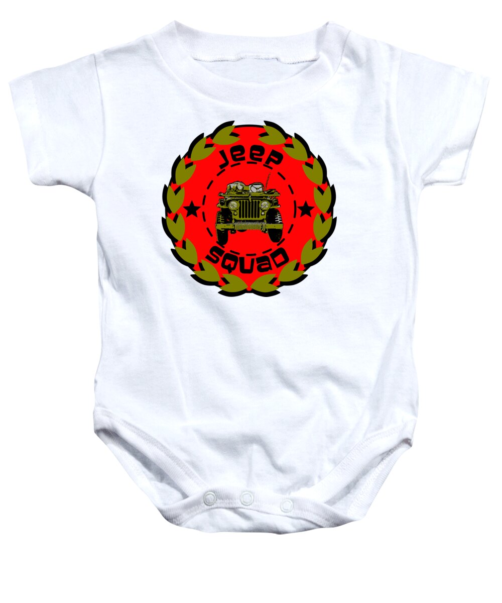 Jeep Baby Onesie featuring the digital art Jeep Squad by Piotr Dulski