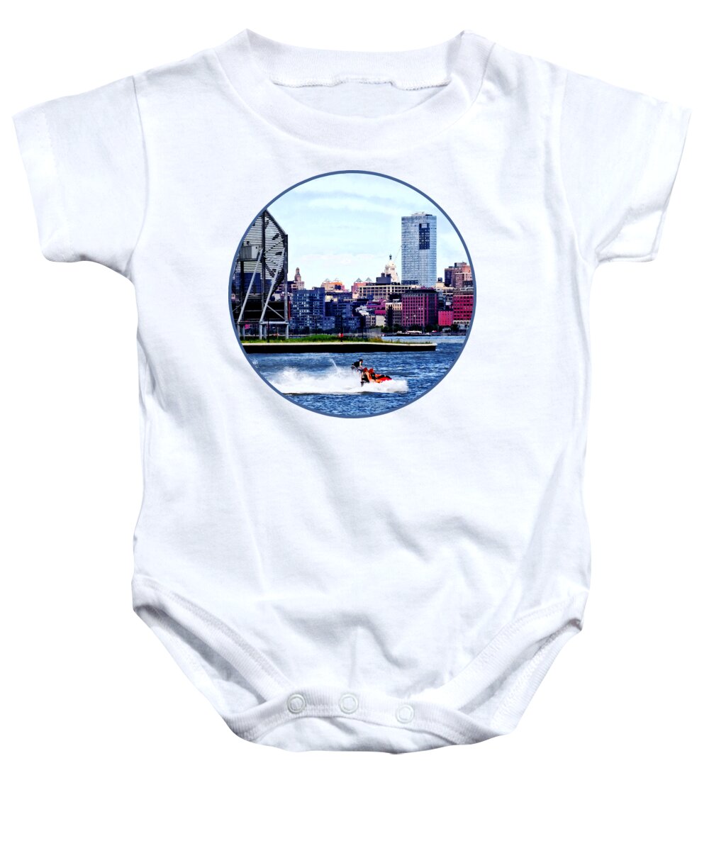 Jet Skiing Baby Onesie featuring the photograph Jet Skiing by Colgate Clock by Susan Savad