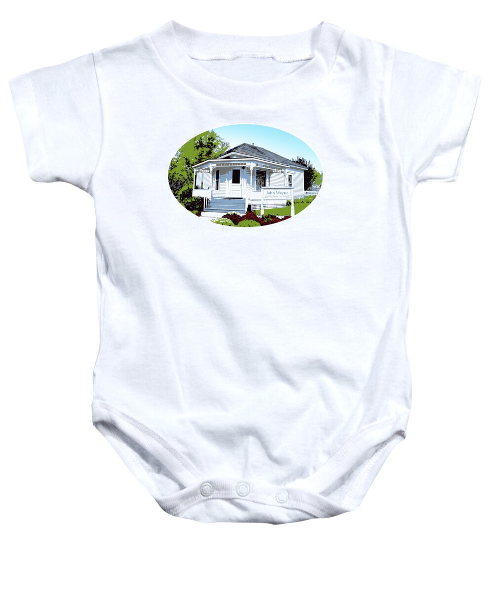 Pop Art Baby Onesie featuring the digital art John Wayne Home by Greg Joens