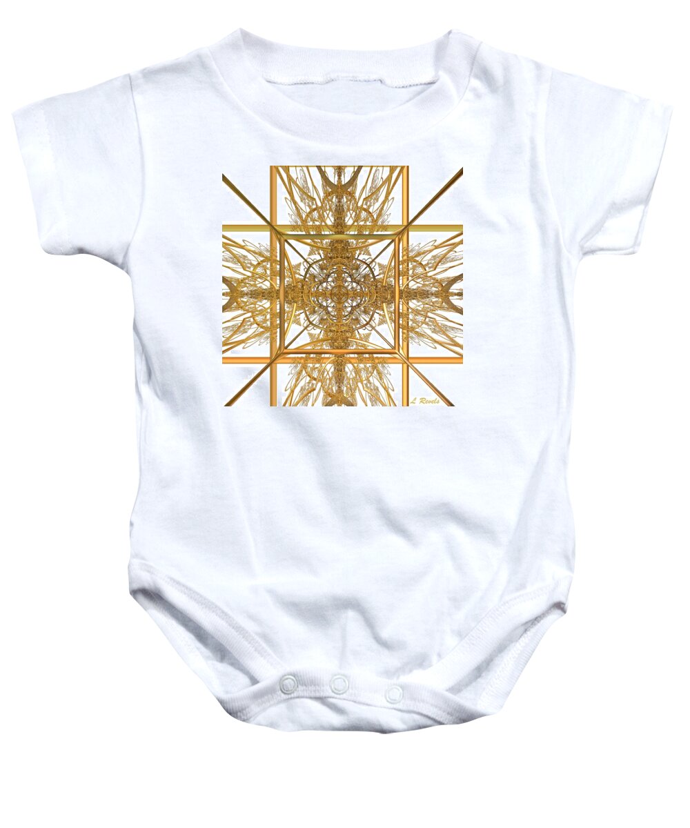Gold Baby Onesie featuring the digital art Keep of the Cross in White by Leslie Revels