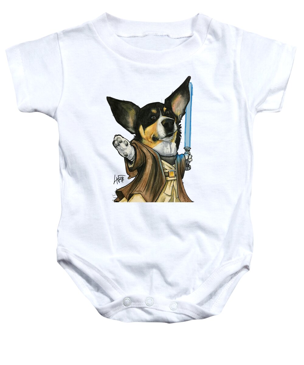 Pet Portrait Baby Onesie featuring the drawing Kendziora 3365 by Canine Caricatures By John LaFree