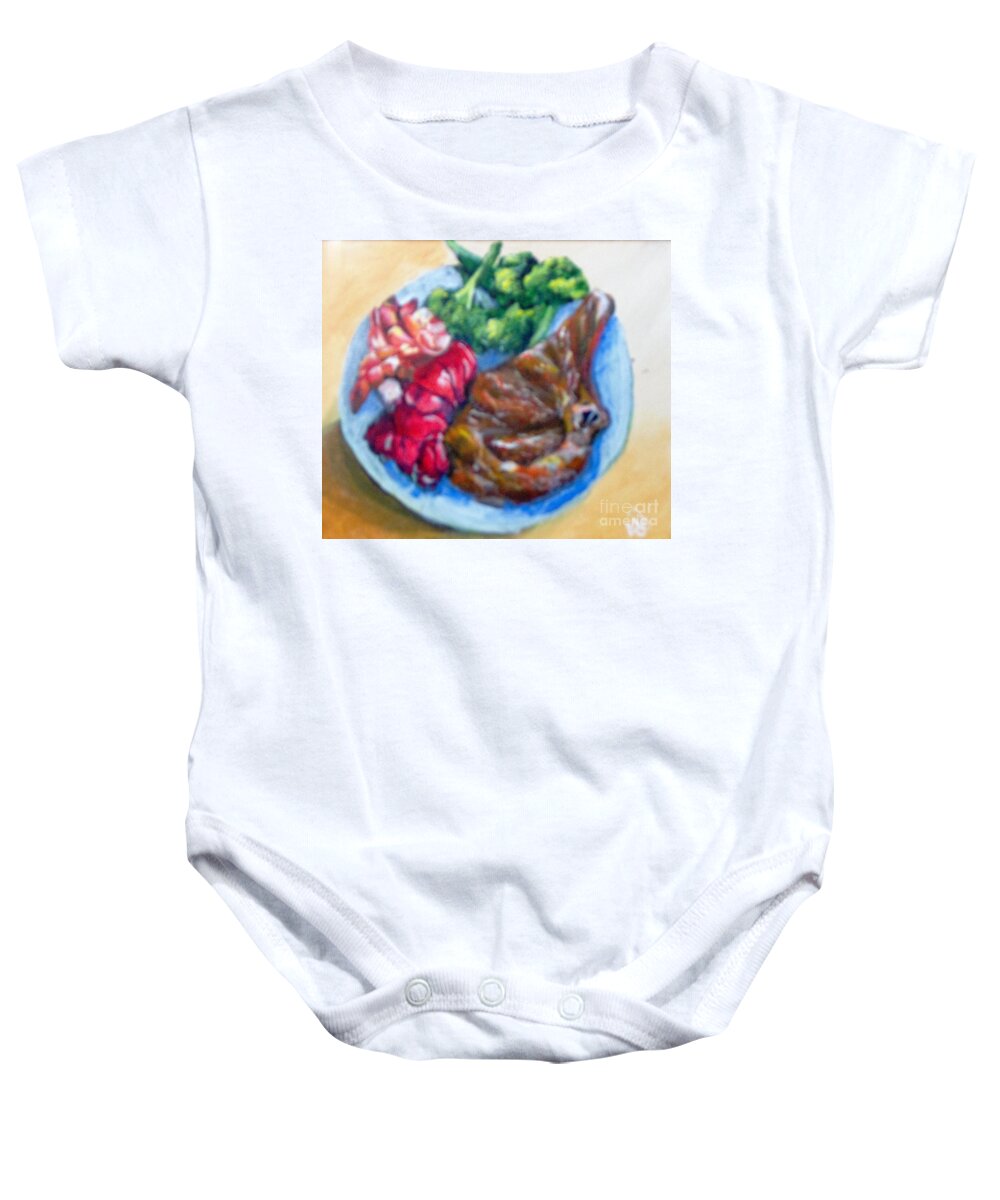 Food Baby Onesie featuring the painting Killer Meal by Saundra Johnson