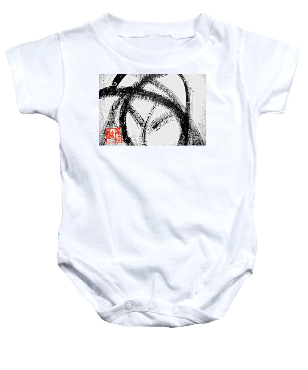 Red Baby Onesie featuring the painting Kinetic Energy by Joan Reese