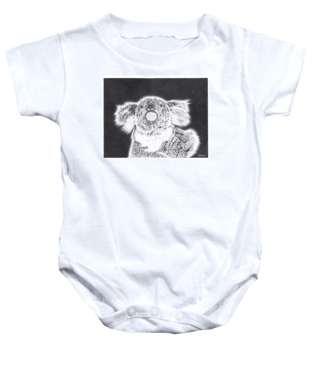 Koala Baby Onesie featuring the drawing King Koala by Casey 'Remrov' Vormer