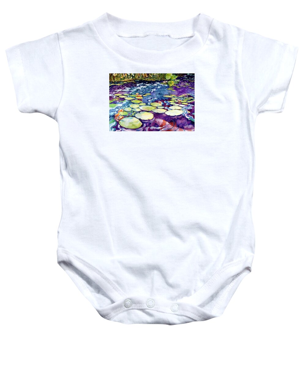 Watercolor Baby Onesie featuring the painting Koi Pond by Mick Williams