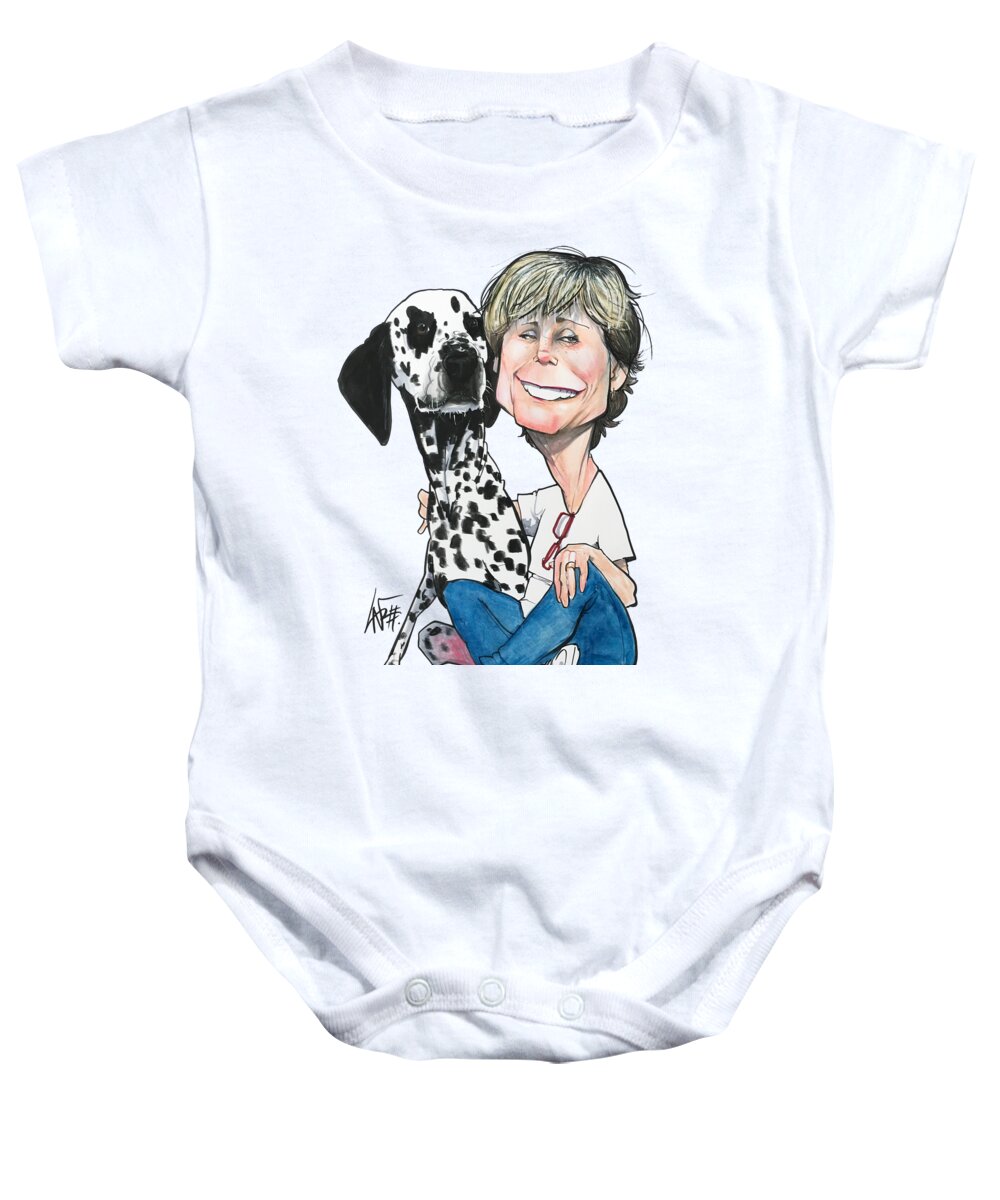 Dalmatian Baby Onesie featuring the drawing Krug 3740 by Canine Caricatures By John LaFree