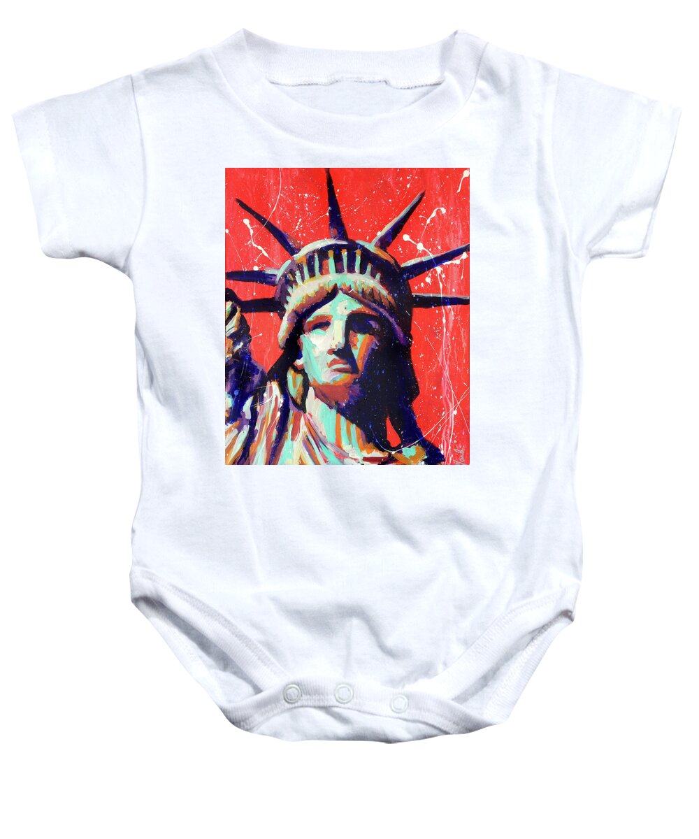 Statue Of Liberty Baby Onesie featuring the painting Lady Liberty by Steve Gamba