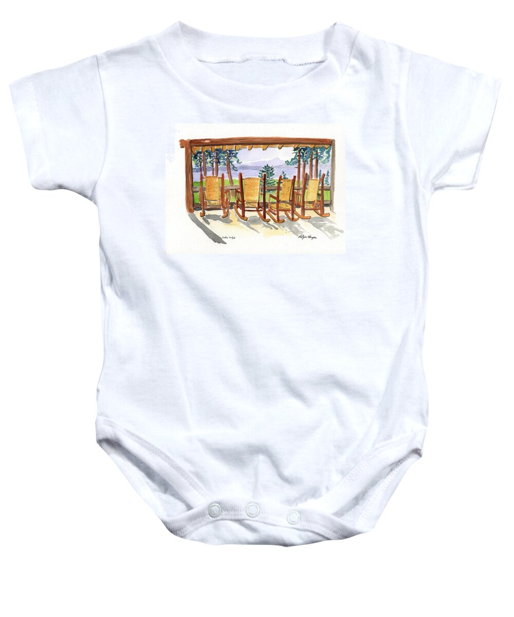Plein Air Baby Onesie featuring the painting Lake Lodge by Rodger Ellingson