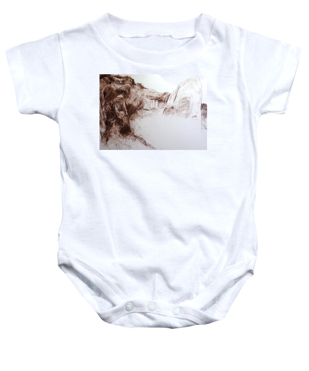 Wales Baby Onesie featuring the drawing Landscape Study in Snowdonia. by Harry Robertson