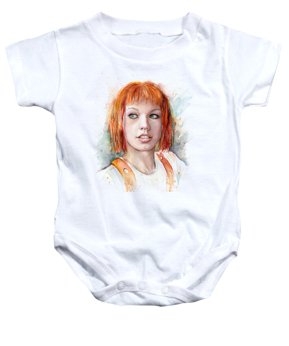 The Fifth Element Baby Onesie featuring the painting Leeloo by Olga Shvartsur